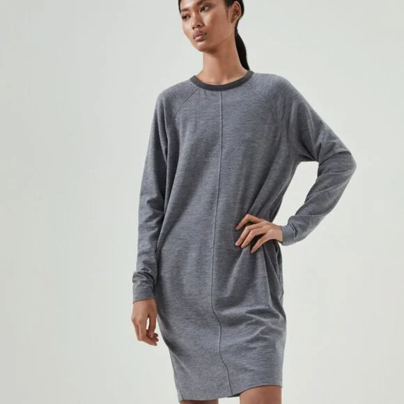 Brunello Cucinelli Monili Dress Charcoal Gray Pockets Long Sleeves Size Small - Picture 1 of 9